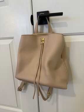 Rebecca Minkoff Pebbled Leather Drawstring Backpack in Blush